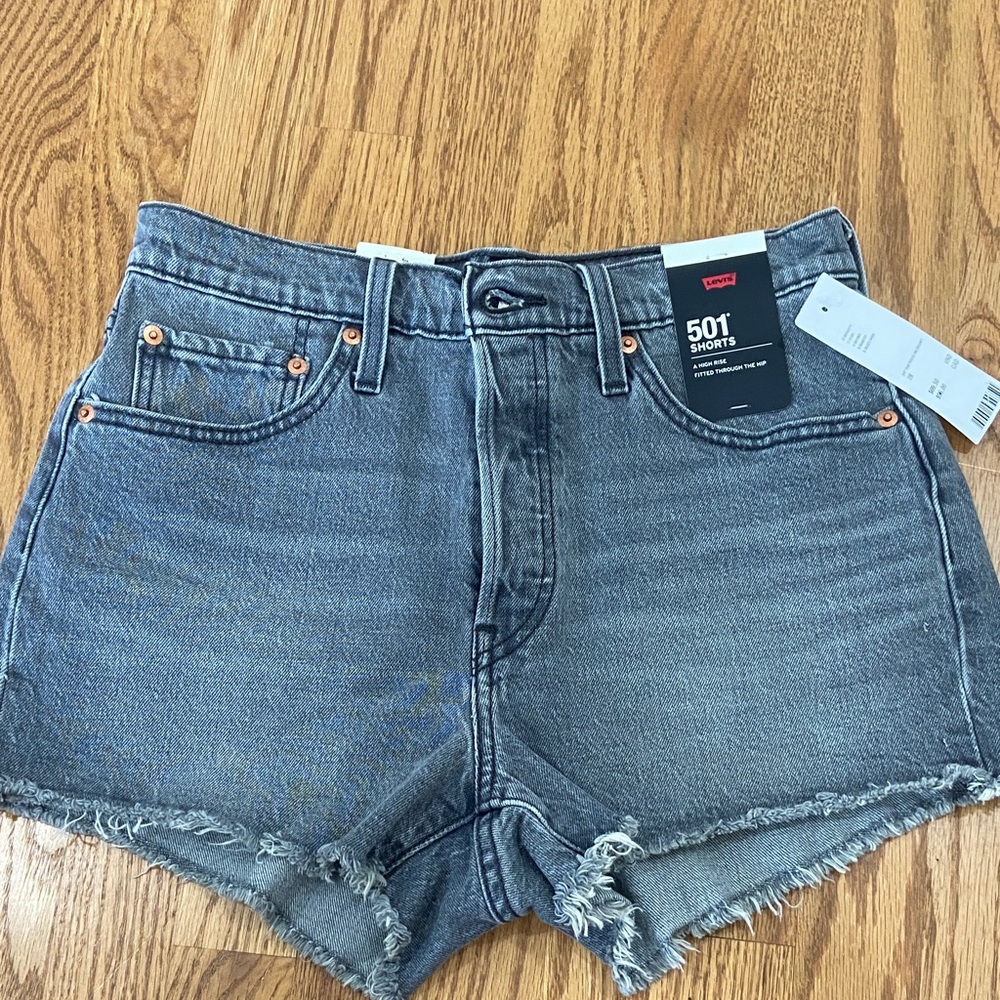 Levi's 501 Black-Gray Washed Denim Shorts NWT